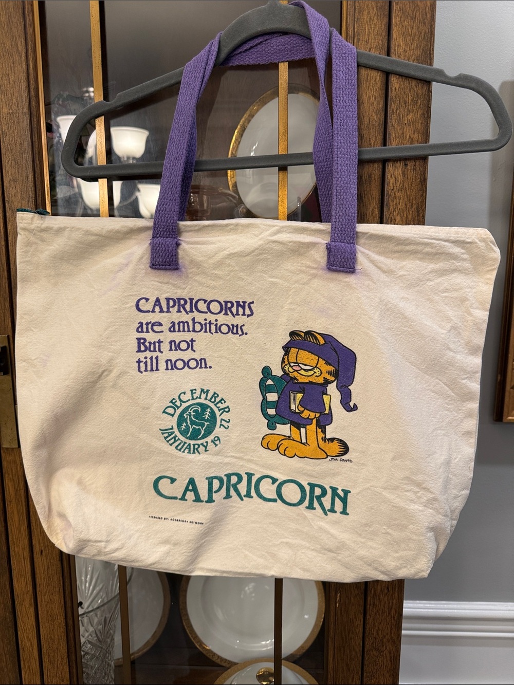 Vintage 1978’s Garfield Capricorn Graphic Cream Canvas Tote